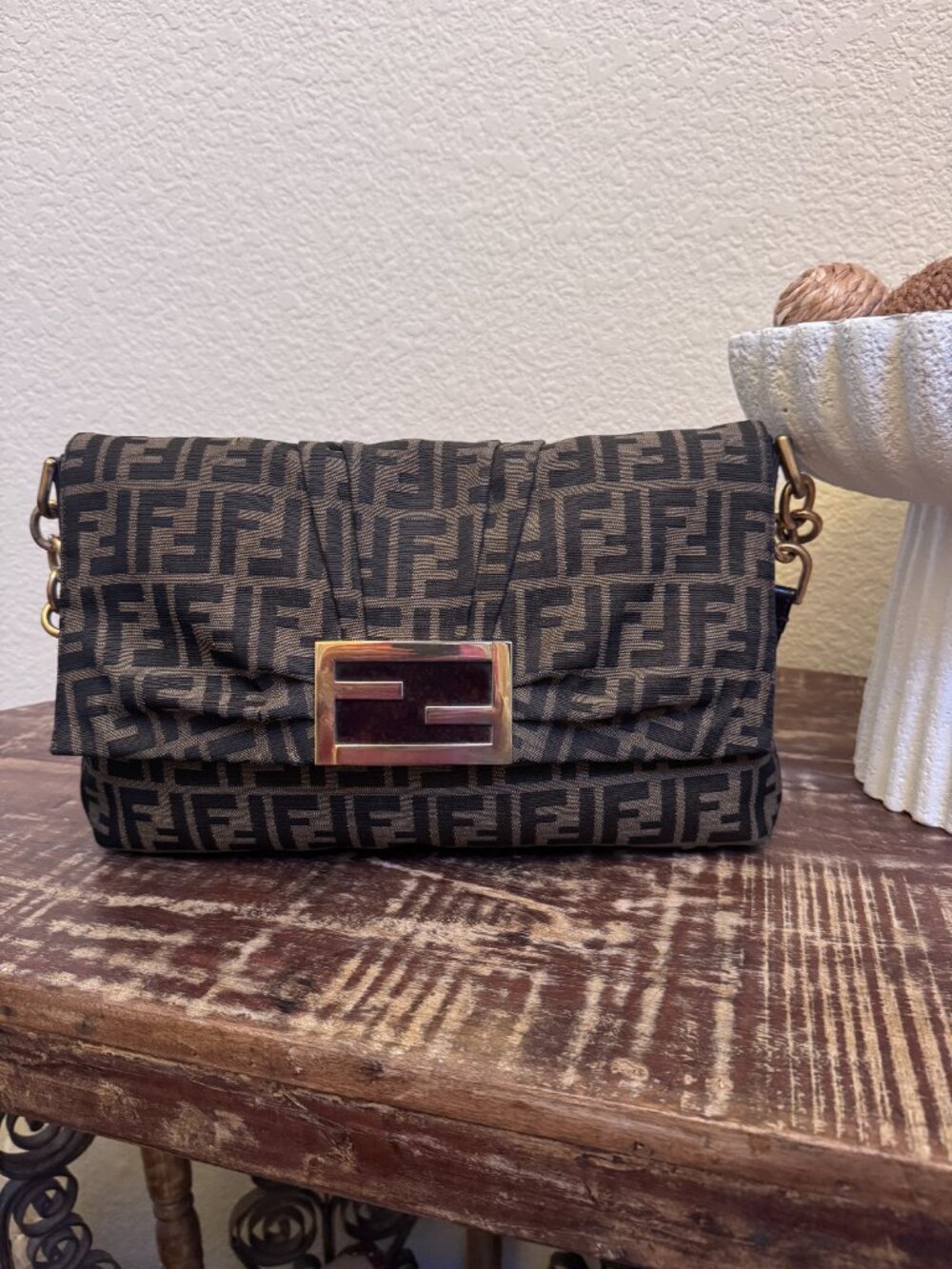 Fendi Vintage Zucca Mama Baguette Shoulder Bag Authenticated + COA